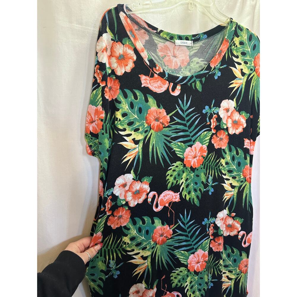 Cherish Tropical Flamingo Maxi Dress with Pockets | Small/Medium - Picture 5 of 8